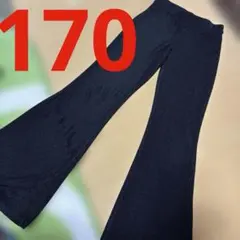 ガールズ　H&M フレアパンツ　170 ブラック　サテン生地のサムネイル