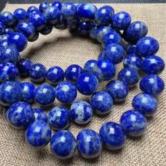 天然 ラピスラズリ 9.5mm 1連分 ブレスレット2本セット 非着色 非加熱