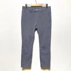 ユニクロ クロップドレギンスパンツ ヒッコリー M ストレッチ コットン混