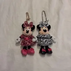 ミニーマウス ぬいぐるみバッジ ヒョウ柄 2点セット
