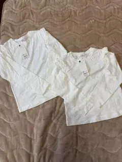 新品タグ付き　GU 長袖フリル付きホワイトカットソー2枚セット 120 130