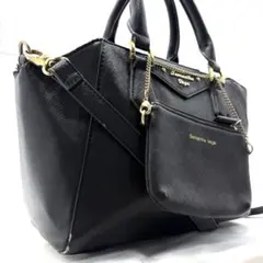 SamanthaVega ハンドバック レザー ブラック ゴールド金具 2WAY