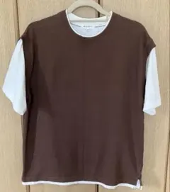THE SHOP TK フェイクレイヤードTシャツ ブラウン Mのサムネイル