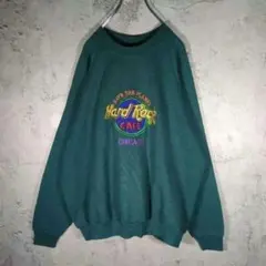 USA製 刺繍ロゴ ハードロックカフェ シカゴ スウェット グリーン 緑 XL