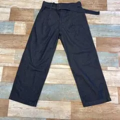 GU ベルト付きワイドパンツ M ダークグレー