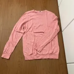 ユニクロ 長袖 クルーネック セーター ピンク L 綿　カシミヤ　UNIQLO