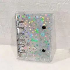 透明 A7 クリアバインダー リフィル10枚付 星柄　シール帳　推し活　シルバー