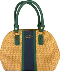 ✨ほぼ未使用品✨ストロー ハンドバッグ ベージュ/グリーン/ネイビーのサムネイル