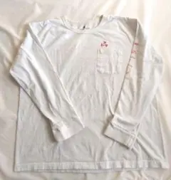 ホワイト 長袖 Tシャツ 胸ポケット付き