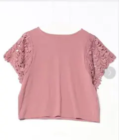 38 ロペピクニック　レース袖ピンク色半袖Tシャツ　美品