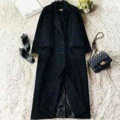 美品✨マックスマーラ ロングコート ガウン カシミヤ 女優襟 ブラック40 美品✨マックスマーラ ロングコート ガウン カシミヤ 女優襟 ブラック