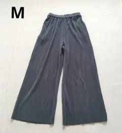 ダークグレー プリーツ ワイドパンツ　М ウエストゴム