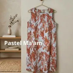 ​日本製★Pastel Ma'am 総柄 ワンピ オレンジ F 大きいサイズのサムネイル