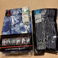 メンズ　トランクス　M 3組　前開き　綿100% ブルー系