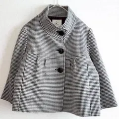 組曲　ジャケット　アウター　ショート丈　白　黒　千鳥格子柄　上着　クミキョク　M