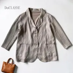 DoCLASSE テーラードジャケット グレー 麻100 L 11 7分袖 春夏のサムネイル