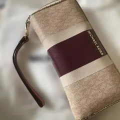 MICHAEL KORS 長財布 ベージュ/ワインレッド
