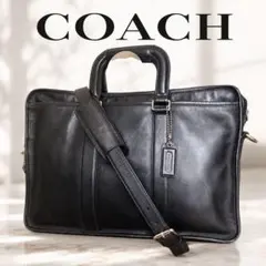 美品】COACH ビジネスバッグ ブリーフケース 黒 オールレザー 2way
