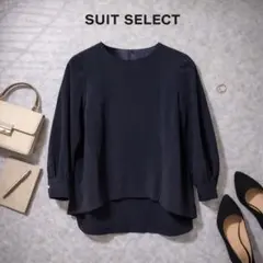 【新品未使用】SUIT SELECT 九分袖 ブラウス ネイビー L