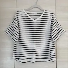LOWRYS FARM ボーダー Vネック Tシャツ Mサイズのサムネイル