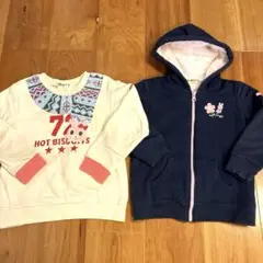 ミキハウス　ホットビスケッツ ボアパーカー 110 &トレーナー 120