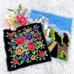 極美品✨フェイラー　ノイシュバンシュタイン城　ハンカチ　花柄 ２枚セットのサムネイル