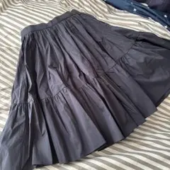 ネイビー フレアスカート コットン混紡