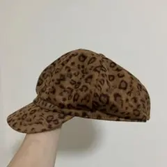 ヒョウ柄ブラウン　キャスケット