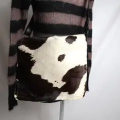 vintage ハラコ ファー 毛皮 牛柄 メッセンジャー ショルダー バッグ