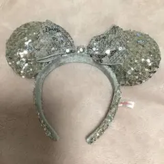 ミッキー耳カチューシャ シルバー スパンコール