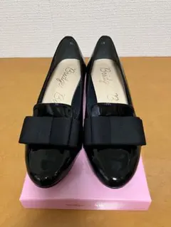 【美品】Bridget Birkin ブラックパンプス リボン付き