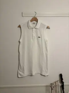 LACOSTE ノースリーブ ポロシャツ ホワイト