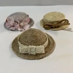 ミニチュア麦わら帽子 3個セット 39 ハンドメイド リカちゃん ジェニーちゃん