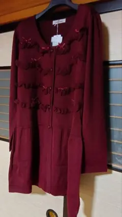 新品　GALLERY VISCONTI バーガンディ 長袖カーディガン サイズ3