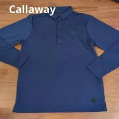 Callaway キャロウェイ ネイビー ジャガード メンズ 長袖ポロシャツ L