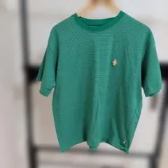 coen ボーダー Tシャツ グリーン 刺繍
