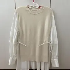 CADUNE ニットドッキングブラウス