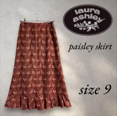 稀少LAURA ASHLEYローラアシュレイペイズリーコーデュロイフレアスカート