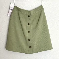 しまむら スカート L ギンガムチェック 緑 グリーン 台形  ボタン付き