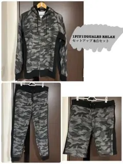 【1PIU1UGUALE3 RELAX 】カモフラ柄セットアップ3点セットXL