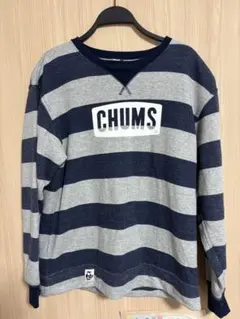 CHUMS ネイビー/グレー ストライプ トレーナー Mサイズ