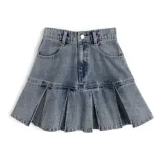 GRL プリーツ切替デニムミニスカート[cu552] S ブルー