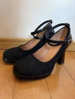 ブラック スエード パンプス ハイヒール