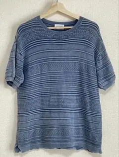 半袖ニット ブルー Mサイズ 綿100%のサムネイル