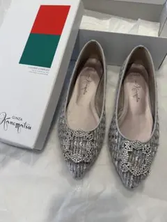 GINZA Kanematsu パンプス ツイード ビジュー付き 22.5cm