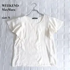 .WEEKEND MaxMaraシアー切替フリルスリーブブラウス S アイボリーのサムネイル