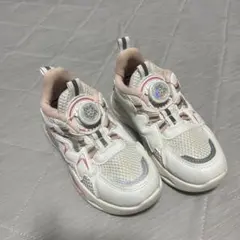 19cm ダイヤルスニーカー ホワイト/ピンク メッシュスニーカー