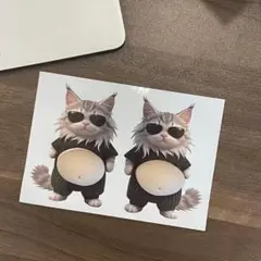 3D 立体 猫 ぷにぷに腹 ステッカー 2枚セット 衝突防止 衝撃吸収 癒やし