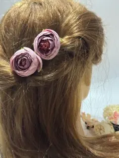 ピンクの花 バレッタ 2個セット