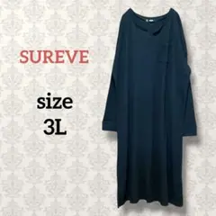 SUREVE【3L】キーネックロングワンピース ブラック 大きいサイズ 伸縮性